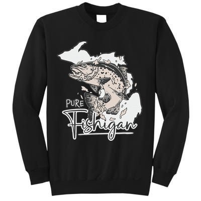 Pure Fishigan Fisherman State Of Michigan Fishing Sweatshirt