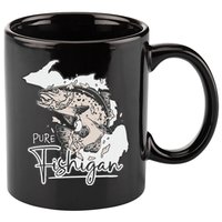 Pure Fishigan Fisherman State Of Michigan Fishing 11oz C Handle Ceramic Mug