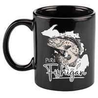 Pure Fishigan Fisherman State Of Michigan Fishing 11oz C Handle Ceramic Mug