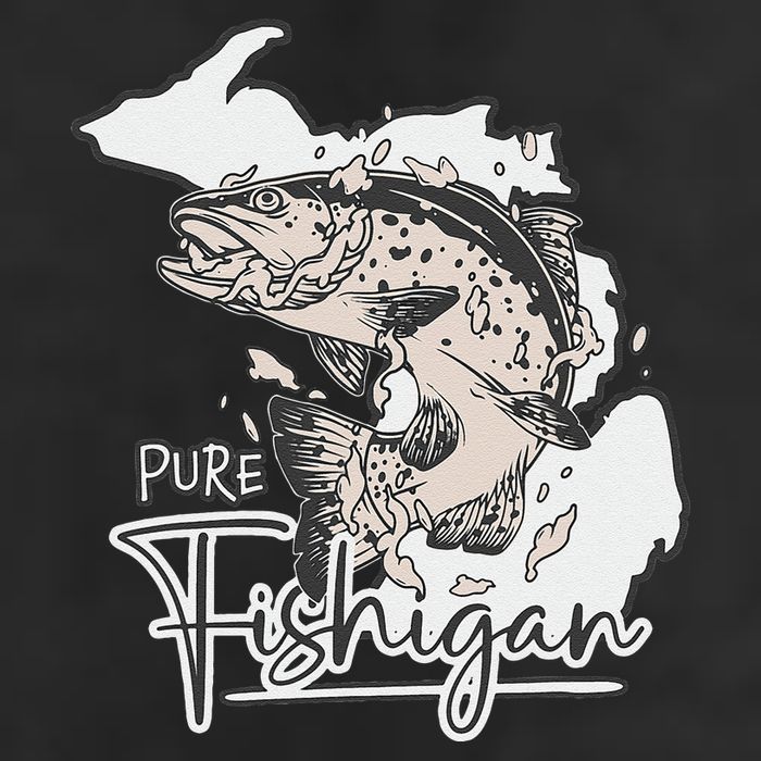 Pure Fishigan Fisherman State Of Michigan Fishing 11oz C Handle Ceramic Mug