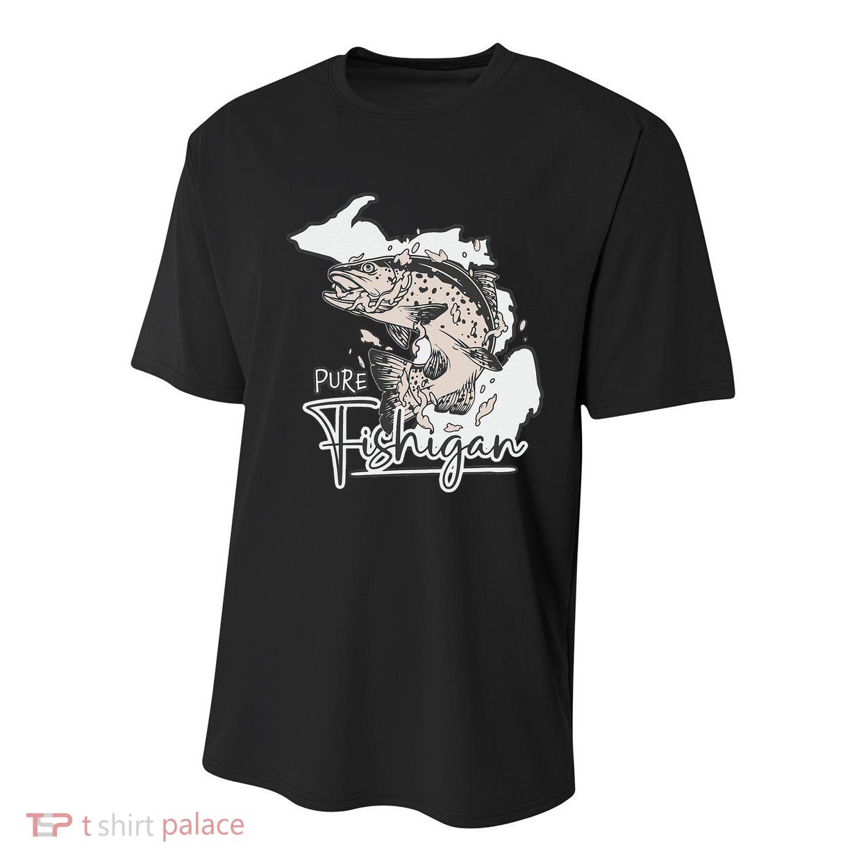 Pure Fishigan Fisherman State Of Michigan Fishing Youth Performance Sprint T-Shirt