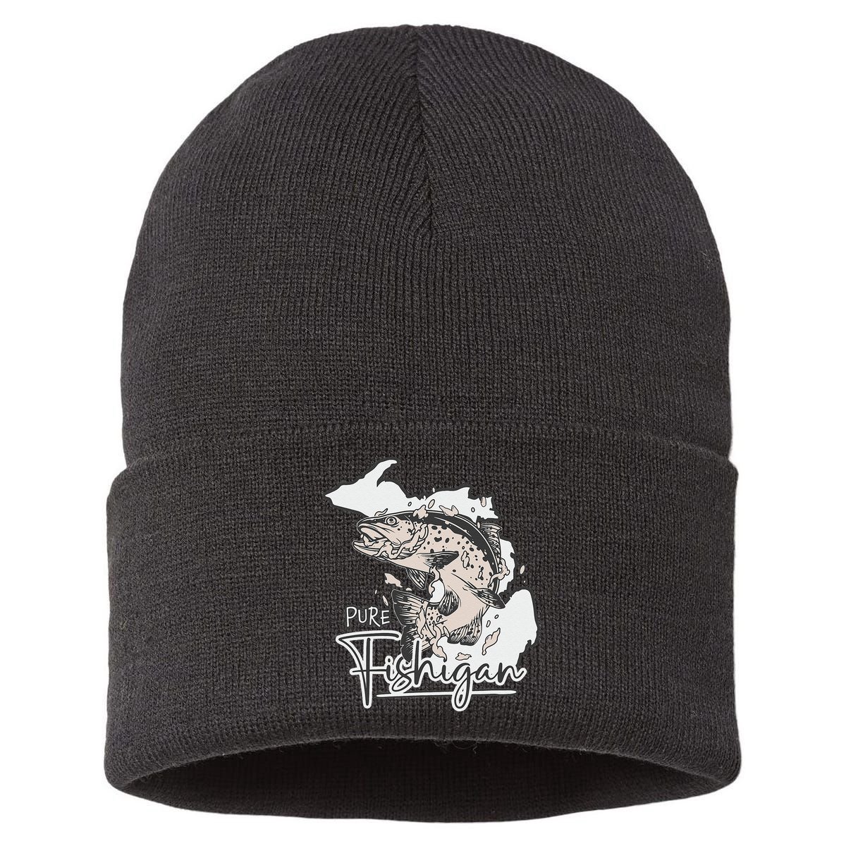 Pure Fishigan Fisherman State Of Michigan Fishing Sustainable Knit Beanie