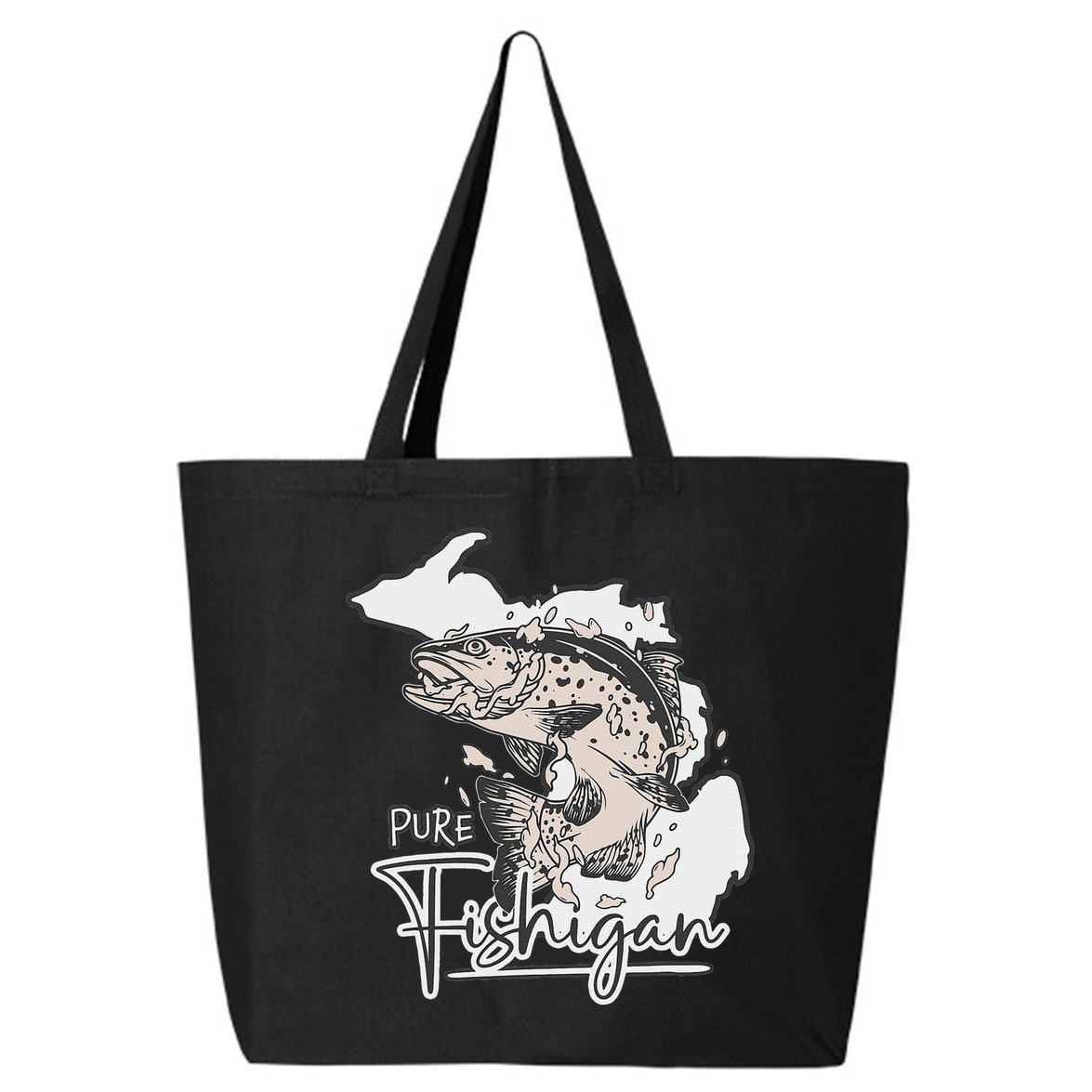 Pure Fishigan Fisherman State Of Michigan Fishing 25L Jumbo Tote