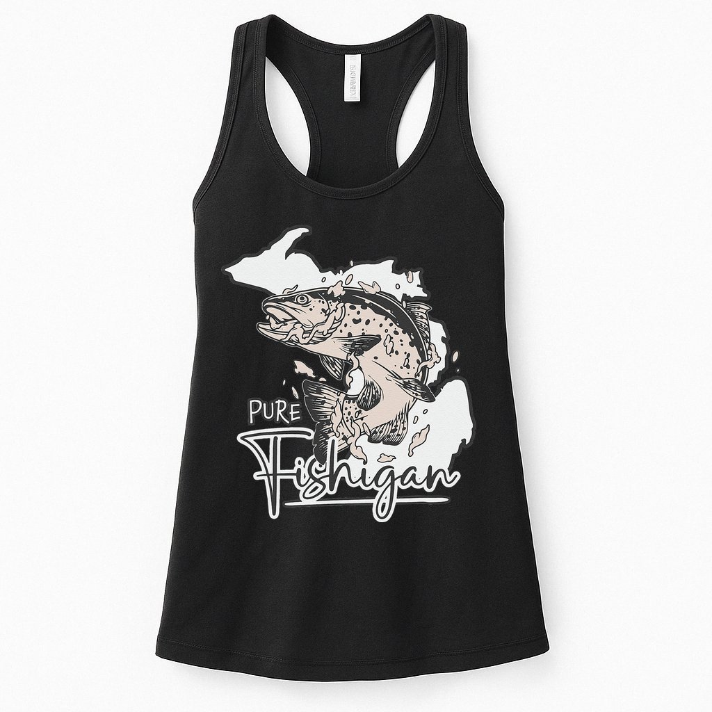 Pure Fishigan Fisherman State Of Michigan Fishing Womens Tank Top