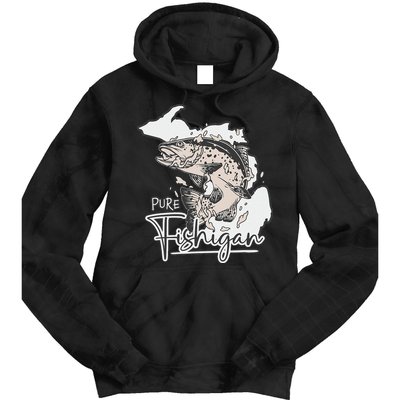 Pure Fishigan Fisherman State Of Michigan Fishing Tie Dye Hoodie