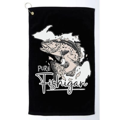 Pure Fishigan Fisherman State Of Michigan Fishing Golf Towel