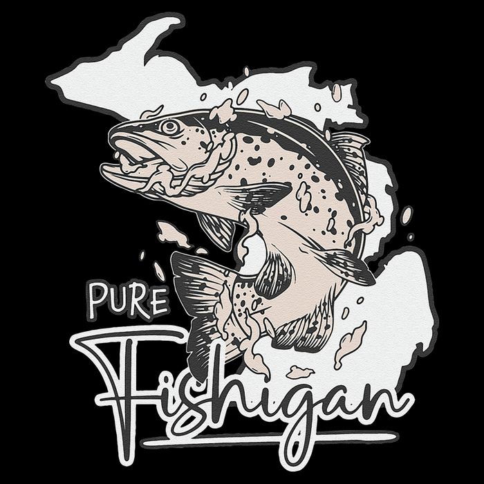 Pure Fishigan Fisherman State Of Michigan Fishing Wool Snapback Cap