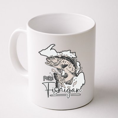 Pure Fishigan Fisherman State Of Michigan Fishing Coffee Mug