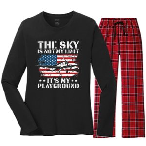 Pilot Funny Flying Aviation Women's Long Sleeve Flannel Pajama Set 