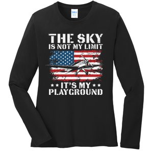 Pilot Funny Flying Aviation Ladies Long Sleeve Shirt