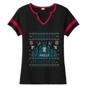 Philly Faithful Funny Philadelphia Philly Fan Ugly Christmas Ladies Halftime Notch Neck Tee