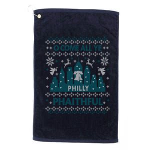 Philly Faithful Funny Philadelphia Philly Fan Ugly Christmas Platinum Collection Golf Towel