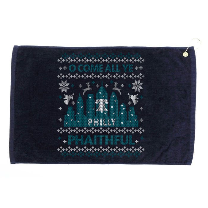 Philly Faithful Funny Philadelphia Philly Fan Ugly Christmas Grommeted Golf Towel