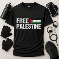 Palestine Flag Free Palestine Cooling Performance Crew T-Shirt