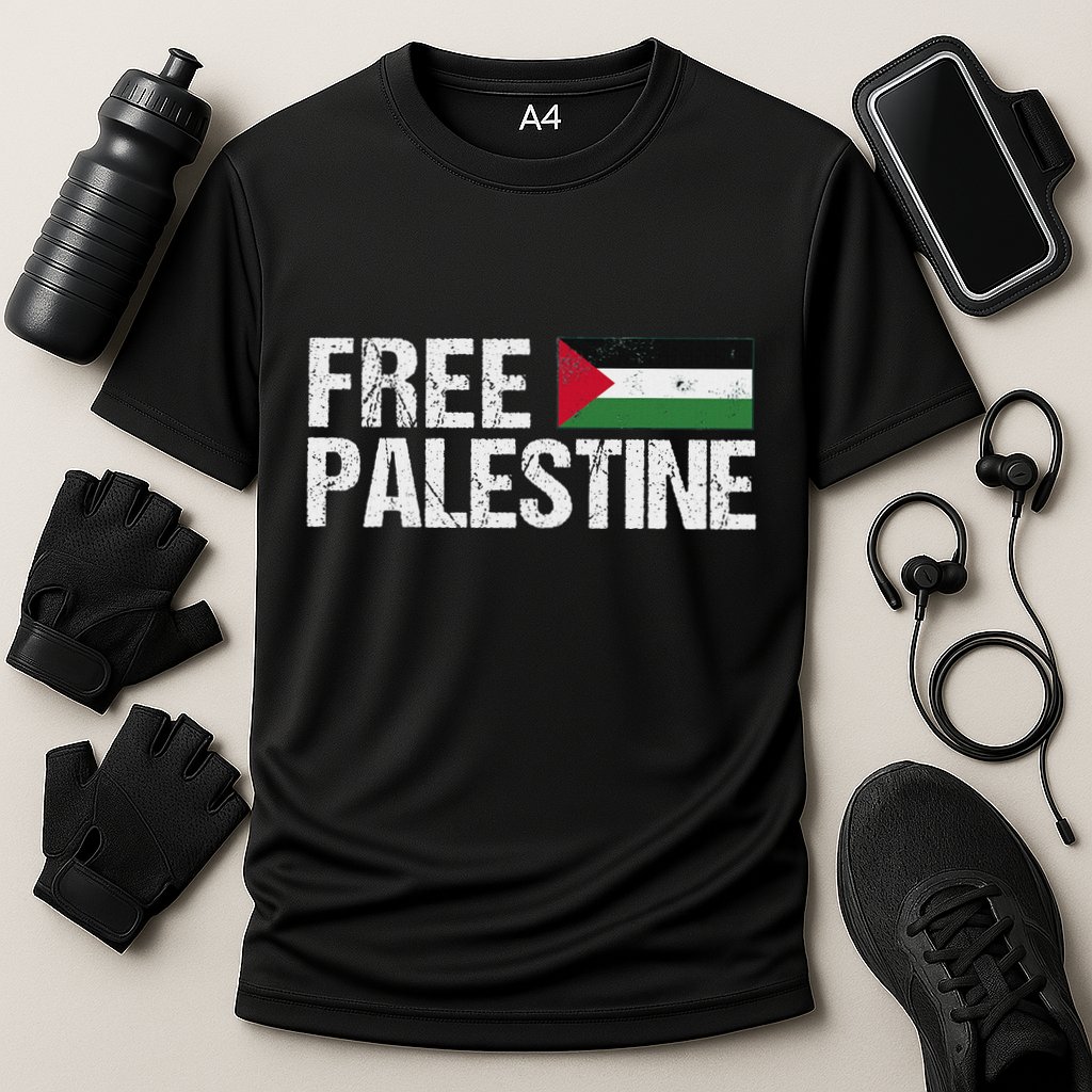 Palestine Flag Free Palestine Cooling Performance Crew T-Shirt