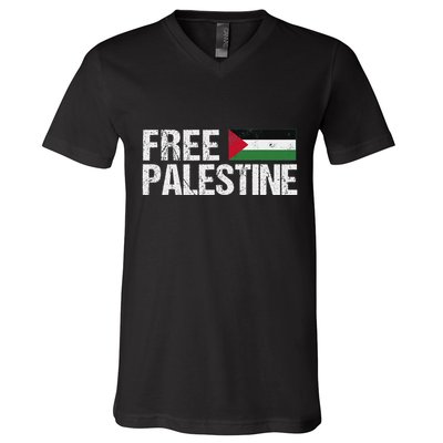 Palestine Flag Free Palestine V-Neck T-Shirt