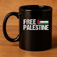 Palestine Flag Free Palestine 11oz C Handle Ceramic Mug