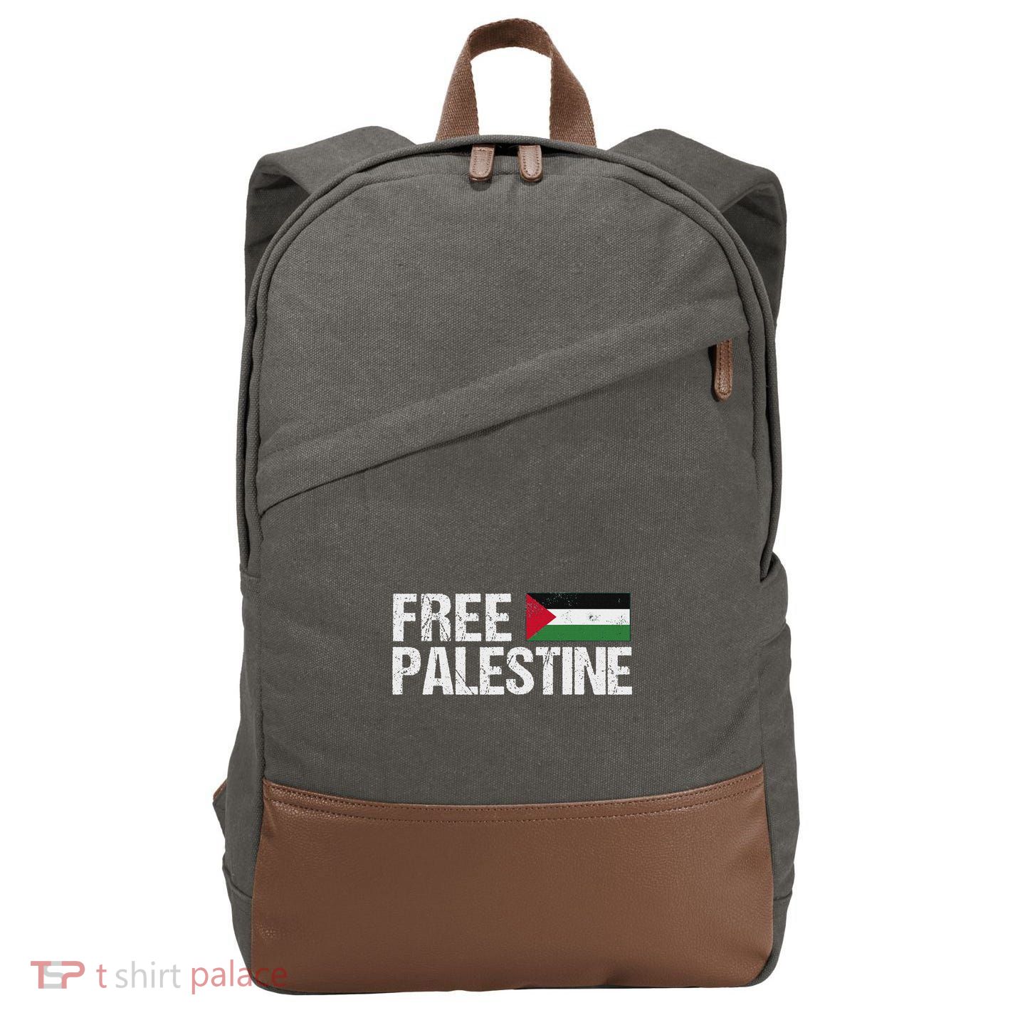 Palestine Flag Free Palestine Cotton Canvas Backpack