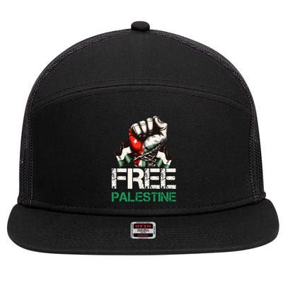 Palestine Flag Free Palestine Save Gaza Strip 7 Panel Mesh Trucker Snapback Hat