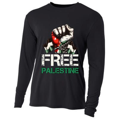 Palestine Flag Free Palestine Save Gaza Strip Cooling Performance Long Sleeve Crew
