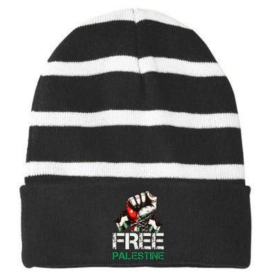 Palestine Flag Free Palestine Save Gaza Strip Striped Beanie with Solid Band