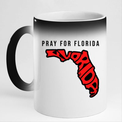 Pray For Florida Hurricane IAN Survivor 11oz Black Color Changing Mug