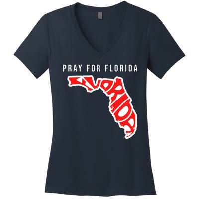 Pray For Florida Hurricane IAN Survivor Women's V-Neck T-Shirt