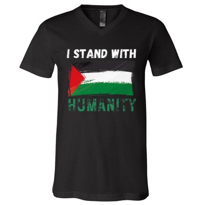 Palestine Flag Free Gaza I Stand With Free Palestine Gaza V-Neck T-Shirt