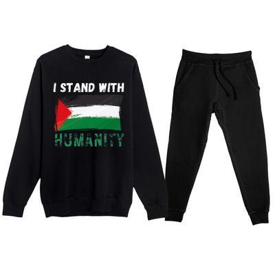 Palestine Flag Free Gaza I Stand With Free Palestine Gaza Premium Crewneck Sweatsuit Set