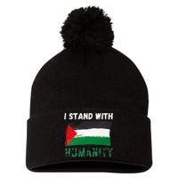 Palestine Flag Free Gaza I Stand With Free Palestine Gaza Pom Pom 12in Knit Beanie