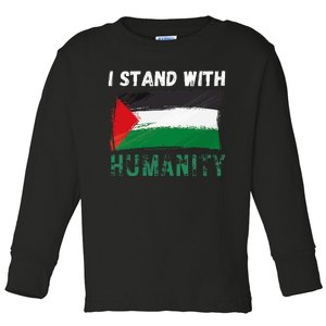 Palestine Flag Free Gaza I Stand With Free Palestine Gaza Toddler Long Sleeve Shirt