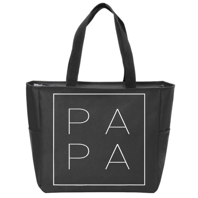 PAPA Funny Fathers Day Present For Dad, Papa, Grandpa, Dada TShirt Zip Tote Bag