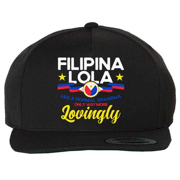 Philippine Flag Filipina Lola Grandma Pinay Filipina Wool Snapback Cap