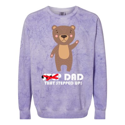 Proud Fathers Family Matching Step Dad That Stepped Up! Gift Colorblast Crewneck Sweatshirt