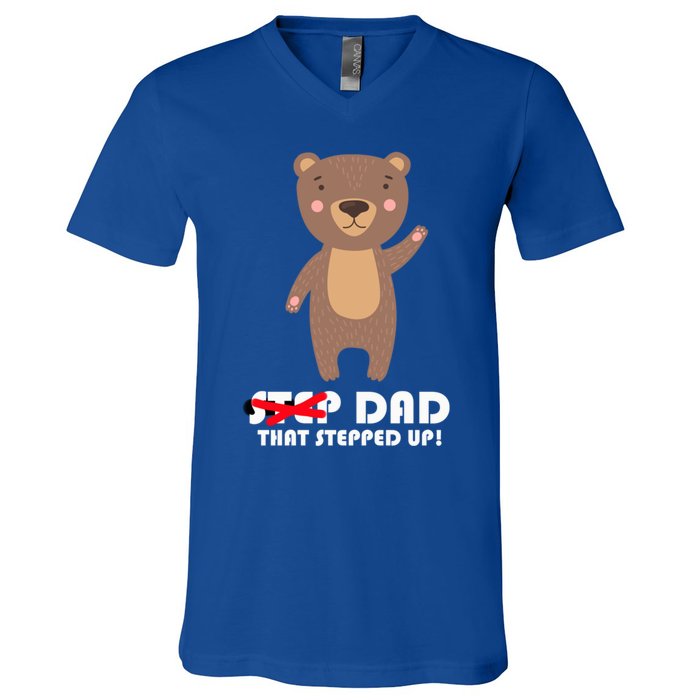 Proud Fathers Family Matching Step Dad That Stepped Up! Gift V-Neck T-Shirt