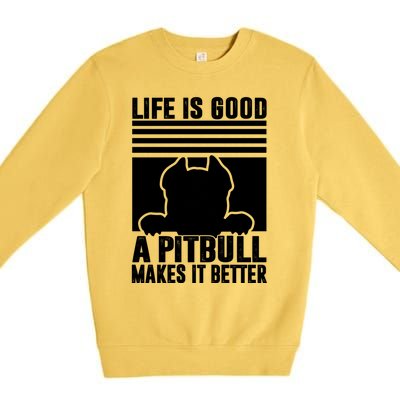 Pitbull Funny Gift Dog Dad Dog Mom Pitbull Gift Premium Crewneck Sweatshirt