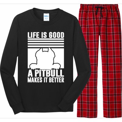 Pitbull Funny Gift Dog Dad Dog Mom Pitbull Gift Long Sleeve Pajama Set