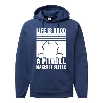 Pitbull Funny Gift Dog Dad Dog Mom Pitbull Gift Performance Fleece Hoodie