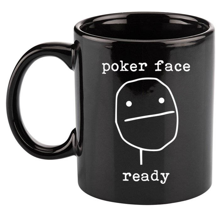 Poker Face Gambling Funny Humor Card Playing 11oz C Handle Ceramic Mug