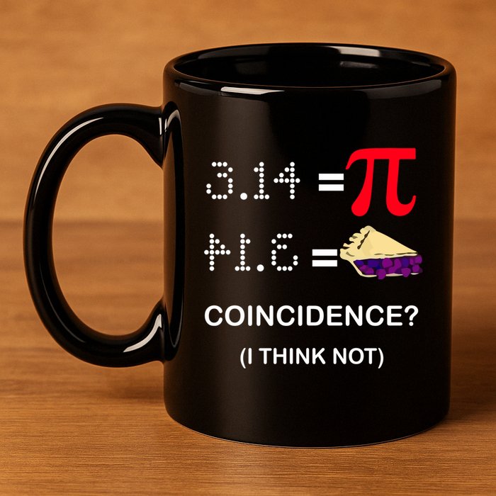 Pi Funny Gift 3 14 = Pie Coincidence ? I Think Not Happy Pi Day Gift 11oz C Handle Ceramic Mug