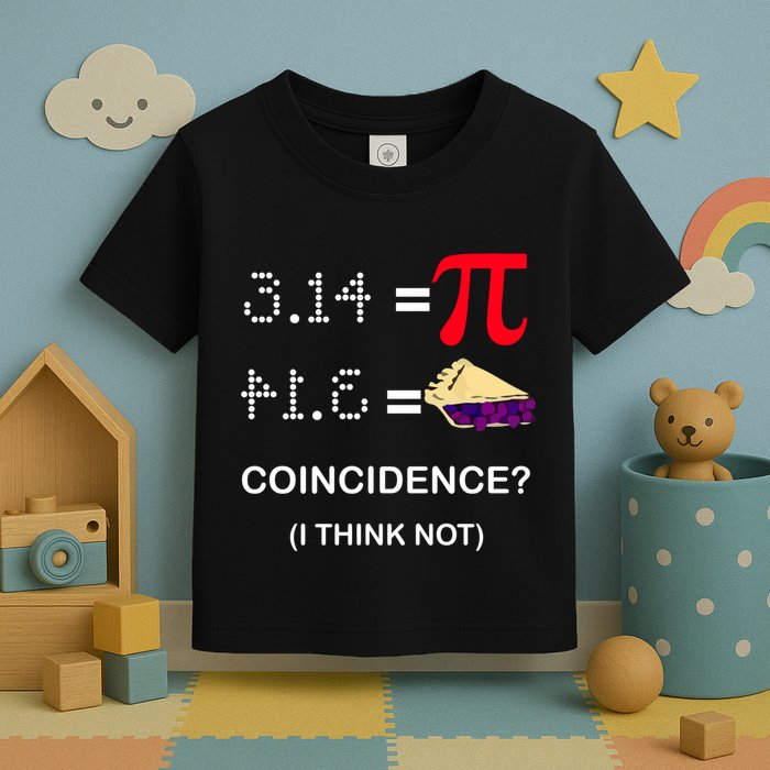 Pi Funny Gift 3 14 = Pie Coincidence ? I Think Not Happy Pi Day Gift Toddler T-Shirt