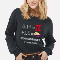 Pi Funny Gift 3 14 = Pie Coincidence ? I Think Not Happy Pi Day Gift Cropped Pullover Crew