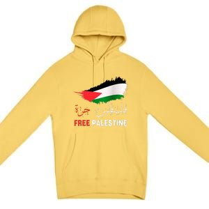 Palestine Free Gaza in Arabic Free Gaza Palestine Flag Premium Pullover Hoodie