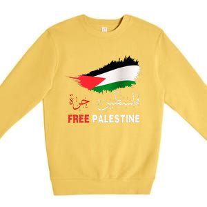 Palestine Free Gaza in Arabic Free Gaza Palestine Flag Premium Crewneck Sweatshirt