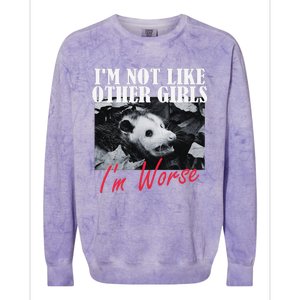 Possum Funny Graphicn Im Not Like Other Im Worse Colorblast Crewneck Sweatshirt