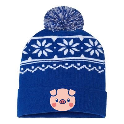 Pig Face Gift For Pig Lover Meaningful Gift USA-Made Snowflake Beanie