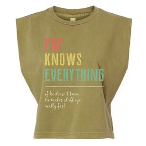 Pop For Grandpa Pop Knows Everything Garment-Dyed Women's Muscle Tee