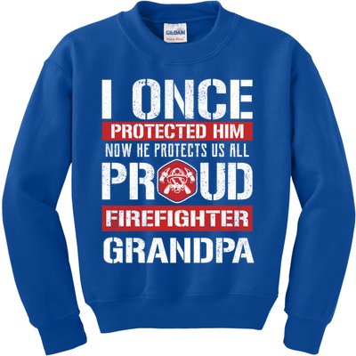 Proud Firefighter Grandpa Love Firefighter Grandson Cute Gift Kids Sweatshirt