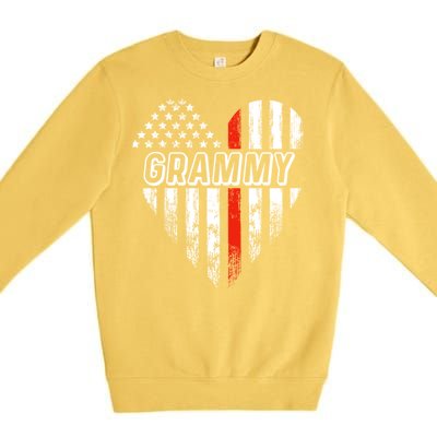 Proud Firefighter Grammy American Flag Heart Gift Premium Crewneck Sweatshirt