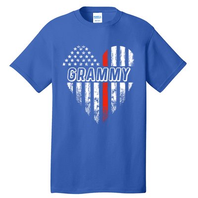 Proud Firefighter Grammy American Flag Heart Gift Tall T-Shirt